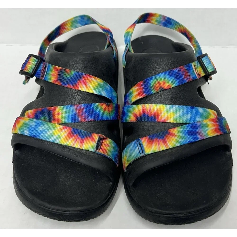 Chaco Chillos Sports Unisex Kids Junior Rainbow Tie Dye Strappy Sandals Size 6